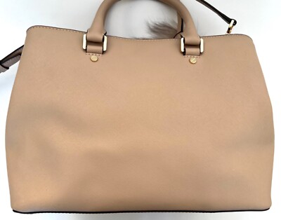 MICHAEL KORS BEIGE CAMEL LEATHER SHOULDER HAND BAG TOTE, FOX  display picture 2
