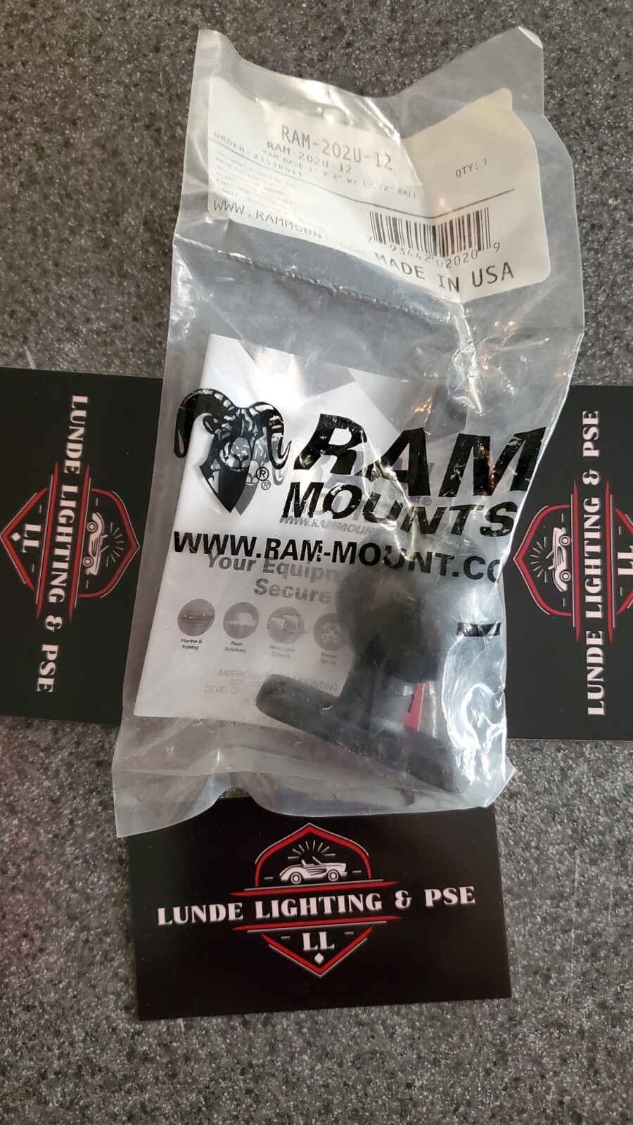 RAM-202U-12 RAM Mounts C-Size 1.5-Inch Ball Base with 1.5-Inch 2-Hole Pattern