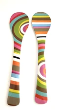 Melamine Spiral 632 Double Spoon Salad or Anything Serving Set Colorful Spoons