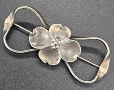Vintage Stuart Nye 2 3/8" Sterling Silver Dogwood Flower Infinity Brooch Pin