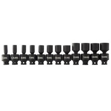 Sunex 1814 12 Piece 14 Drive Metric Universal Swivel Socket Set 5-15mm