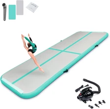 10ft/13ft/16ft Inflatable Gymnastics Tumbling Mat 4" Thick Air Tumble Track Trai