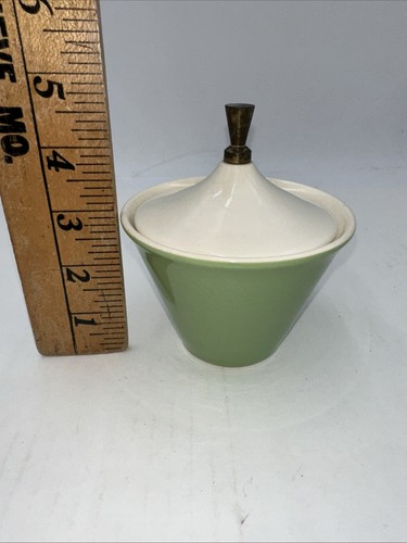 Green Sugar Bowl Atomic MCM Kitchen Decor Salem Maple Leaf G2 - Picture 6 of 6
