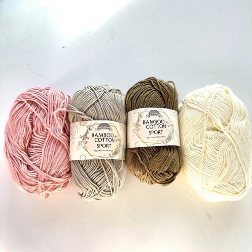 Jubilee Cotton Bamboo Pink Ivory Chestnut  Fine 4 Skeins Pastel - product listing photo