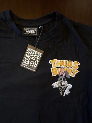 Super Massive Thugs Bunny Graphic Print Men's T-Shirt (2XL, Black)