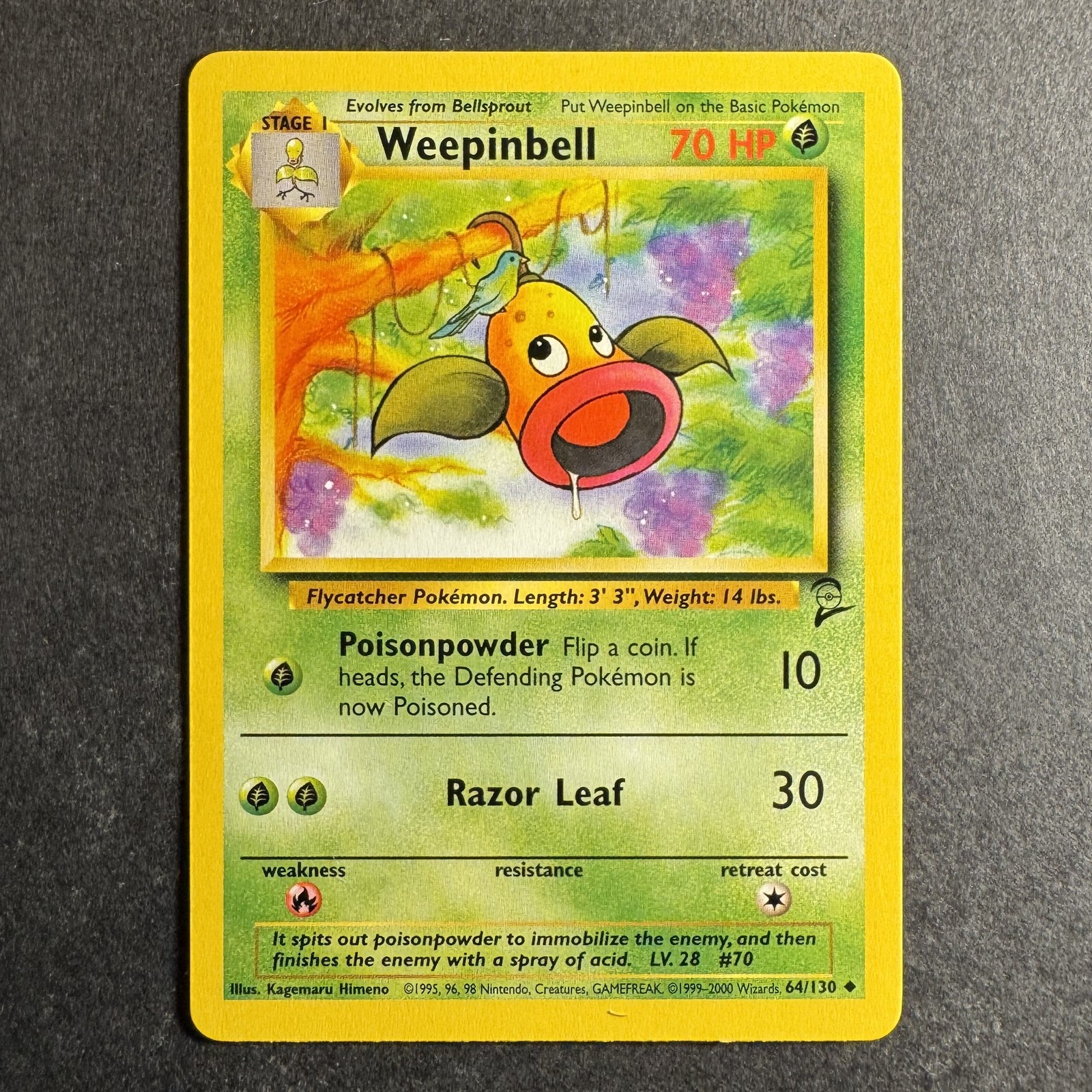 Weepinbell - 64/130 - Base Set 2 - Pokemon - Uncommon - NM