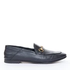 GUCCI Brixton black soft leather collapsible heel horsebit flat loafers EU38