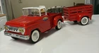 Vintage Pressed Steel step side Tonka Pickup Truck W/ Custom Trailer. Repainted.