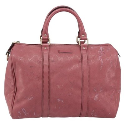 GUCCI GG Implementation Boston Bag PVC Gold Pink 193603 Auth