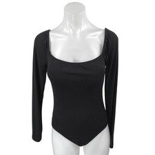 Princess Polly Women's Black Long Sleeve Scoop Neck Blouse Bodysuit Top Size S