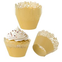 Cupcake-FöRmchen Aus Papier,50 StüCk,BackföRmchen,Standard-Rosendekor,Gelb