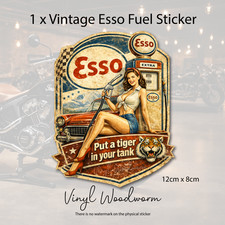 Esso Chequered Shield Motor Oil Classic Vintage Pin Up Car Sticker Decal Bike