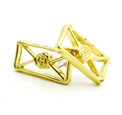 Harry Potter Stud Earrings Gold Tone Mail Post Letter Enveloppe Mark Warner Bros