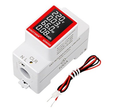Din Rail Digital Power Consumption Monitor Voltage Current Meter Multifunctional