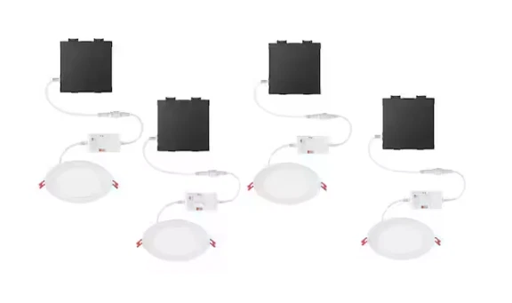 Commercial Electric 6in. LED Duobright 3 Level Lumen Select Canless Recessed 4PK - Image 2 of 4