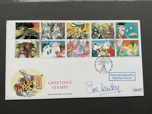 1993 GB Greetings Stamps FDC Signed By SUE LAWLEY Limited Edition 1/15