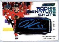 Lukas Reichel 2023-24 UD Engrained Rookie Signature Shots Silver Auto /149