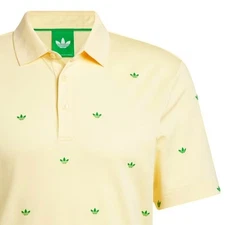 ADIDAS Originals Trefoil Printed Polo Shirt Size XL Mens Yellow JM8257, NEW