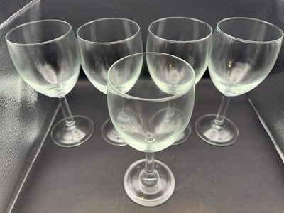 Set of 5 Clear Wine Glasses Unbranded Stemware ~7.25  Tall Classic Style