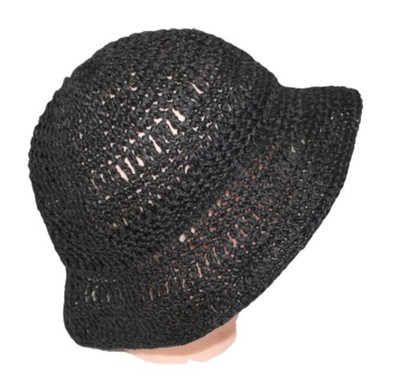 Esprit Damenhut Fascinatorhut Schwarzer Häkelhut atmungsaktiv Sonnenschutz
