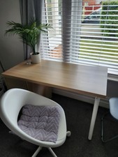 Wooden Office Desk with White Chair – Used, Good Condition