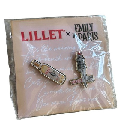 Lillet Blanc French Apéritif Set of Two Enamel Lapel Hat Pins Emily in Paris