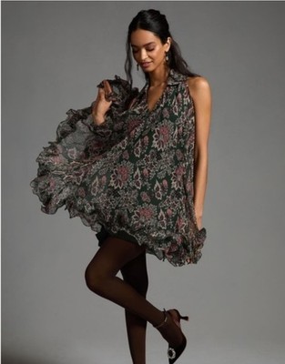 Anthropologie Let Me Be V-Neck Mini Swing Dress Size XL