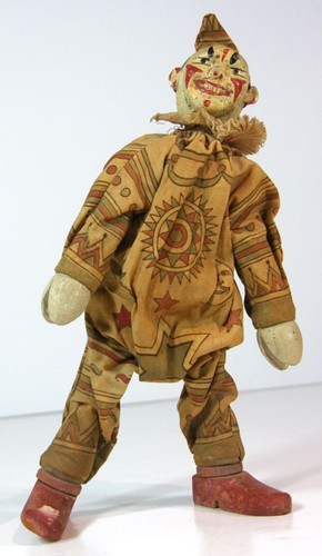 ORIGINAL ca1900 SCHOENHUT CIRCUS CLOWN IN ORIGINAL CLOTHING AND PAINT 9 INCHES - Imagen 2 de 6
