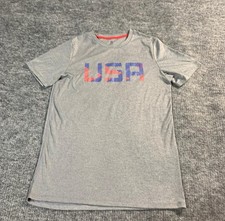 Champion T Shirt Boys XL Extra Large 16 18 Gray USA Hockey OIympics Short Sleeve