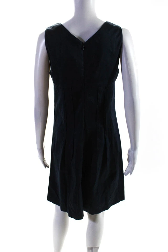 Vestido vaquero Jay Godfrey para mujer sin mangas cuello en V hasta la rodilla azul marino algodón 8 Foto 3 de 4