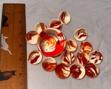orange Swirl Glass Marbles Collectible Lot Includes Shooter  Regular Size