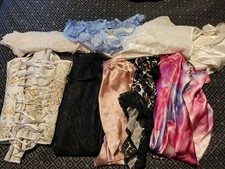 Vintage Lot 8 pc Mixed Slips Teddy Satin Lace Mixed Sizes