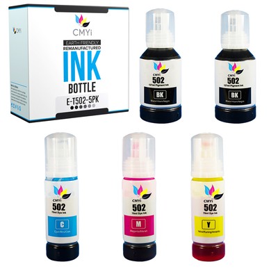 5PK CMYi Compatible EcoTank 502 Ink Bottles for Epson on EcoTank ET-2751 ET-2760