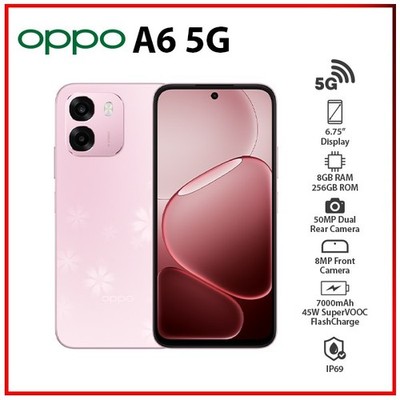 (New) OPPO A6 5G 8GB+256GB PINK Unlocked Dual SIM Global Android Mobile Phone