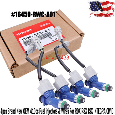 4 NEW OEM 410cc FUEL INJECTORS 16450-RWC-A01 FOR RDX RSX TSX INTEGRA CIVIC