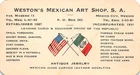 1920s Trade Card Westons Mexican Art Shop Antique Jewelry Mexico City