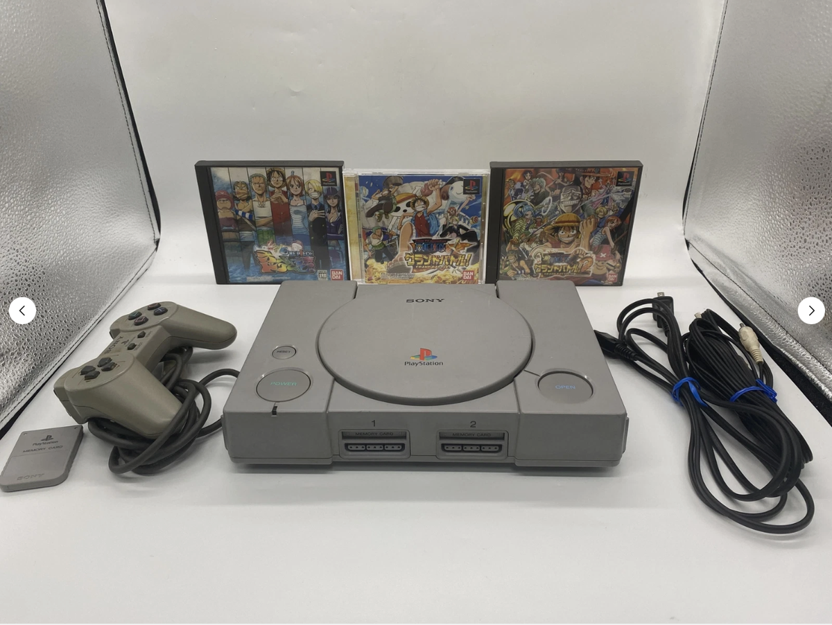 PlayStation 1 PS1 Console w/ One Piece Grand Battle 1 2 set SCPH
