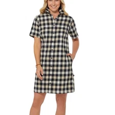 Alaskan Hardgear by Duluth Trading Co Plaid Button Up Shirt Dress Womens Size L