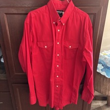 Wrangler Cowboy Cut Regular Fit Red Button Western Shirt Men 17-34 X-Long Tails