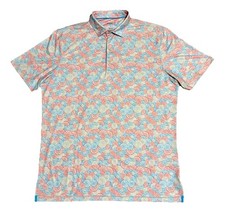 Johnnie-O Citrus All Over Print Polo Shirt Men  s LARGE Performance Golf UPF 50