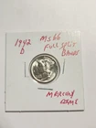 1942 D UNC+++ FULL SPLIT BANDS 90% SILVER MERCURY DIME