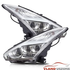 Fit 2009-25 Nissan R35 GTR GT-R LED DRL Headlights Chrome Front Lamps Left+Right