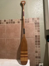 Two Vintage Wooden Canoe Paddles Multicolored. Approx 46 Inches One, 47.5 Ot