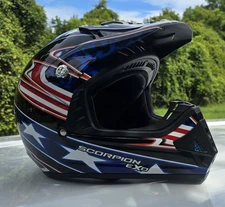 SCORPION EXO PATRIOT  Motocross Helmet(XX Large)RED,WHITE & BLUE/PRE-OWNED 