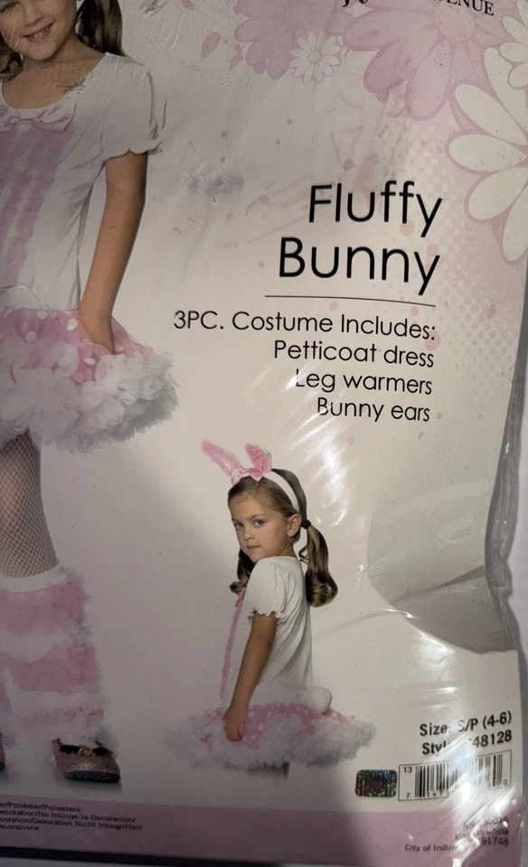Disfraz de conejito para niñas CON enagua, orejas y calentadores de piernas, S/P 4-6, NUEVO Leg Avenue Foto 4 de 4