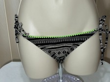 Juniors Xhilaration Bikini Bottom XS Side Tie Swim Brief Lined Black Taupe