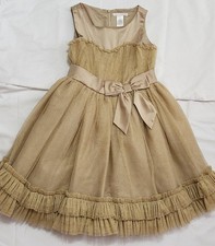 HTF Janie Jack Size 6 Ornate Opera Gold Sparkly Tulle Dress Girls J J