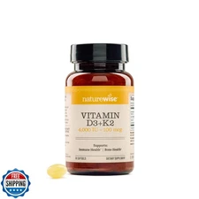 NatureWise Vitamin D3 4000IU + K2 (MK7) 100mcg with Organic Extra Virgin Coco