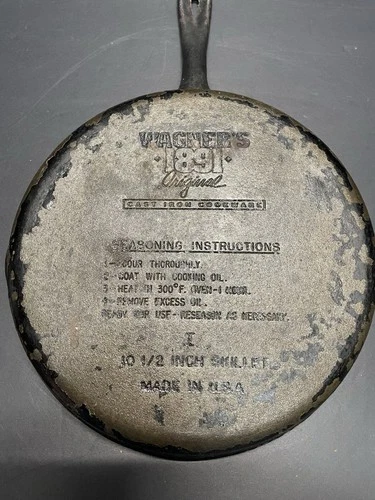 Wagner 1891 Original Cast Iron Seasoned Skillet 10 1/2” Made In USA Double pour