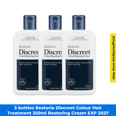 3 bottles Restoria Discreet Colour Hair Treatment 250ml Restoring Cream EXP 2027